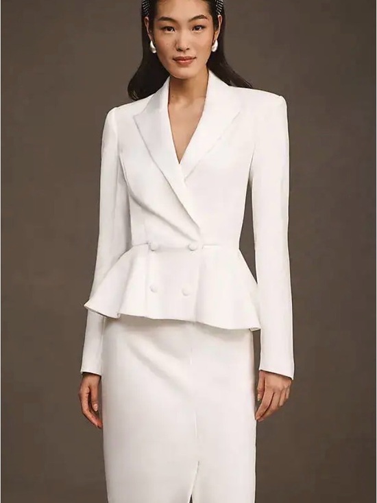 Tadashi Shoji Dresses & Skirts - NWT Tadashi Shoji White Peplum Double-Breasted Dress Suit